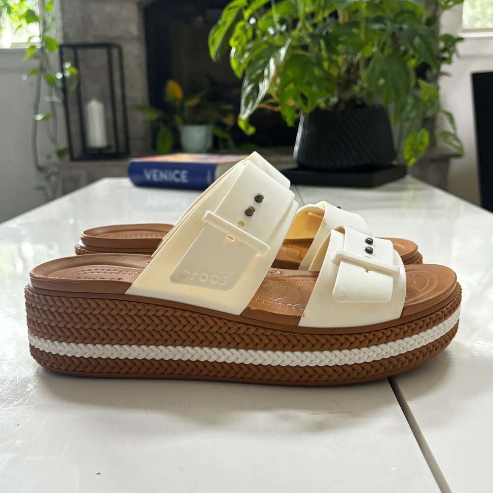 Crocs LiteRide Brooklyn Buckle Platform Sandals Womens Size 8